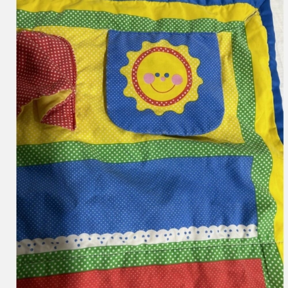 Vintage 1985 Playskool Fold N Go Baby Activity Play Mat Blanket Quilt 29"X29"